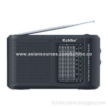 Portable FM/MW/SW1-6 8-band Radio with Antenna, Measures 220 x 130 x 64mmNew